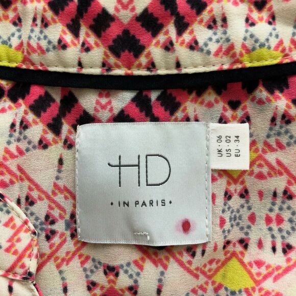 Anthropologie HD in Paris Womens Kaveri Geometric Print Blouse Pullover Top 2 - Picture 6 of 8